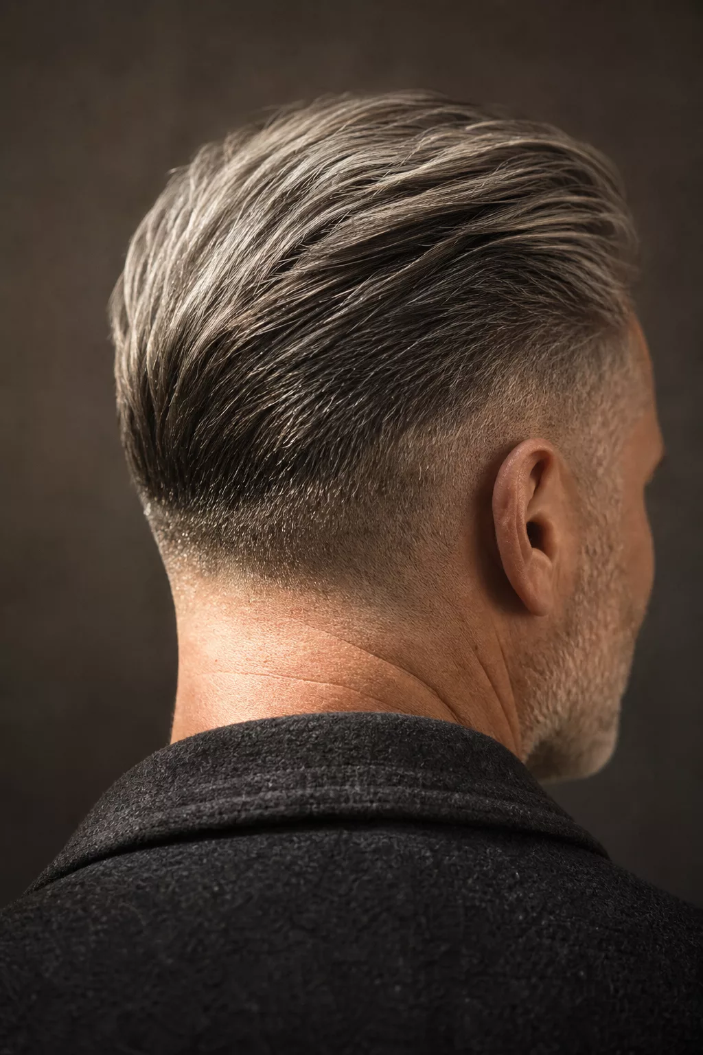 Eleganter Undercut zeigt graue Haare bewusst am Ansatz