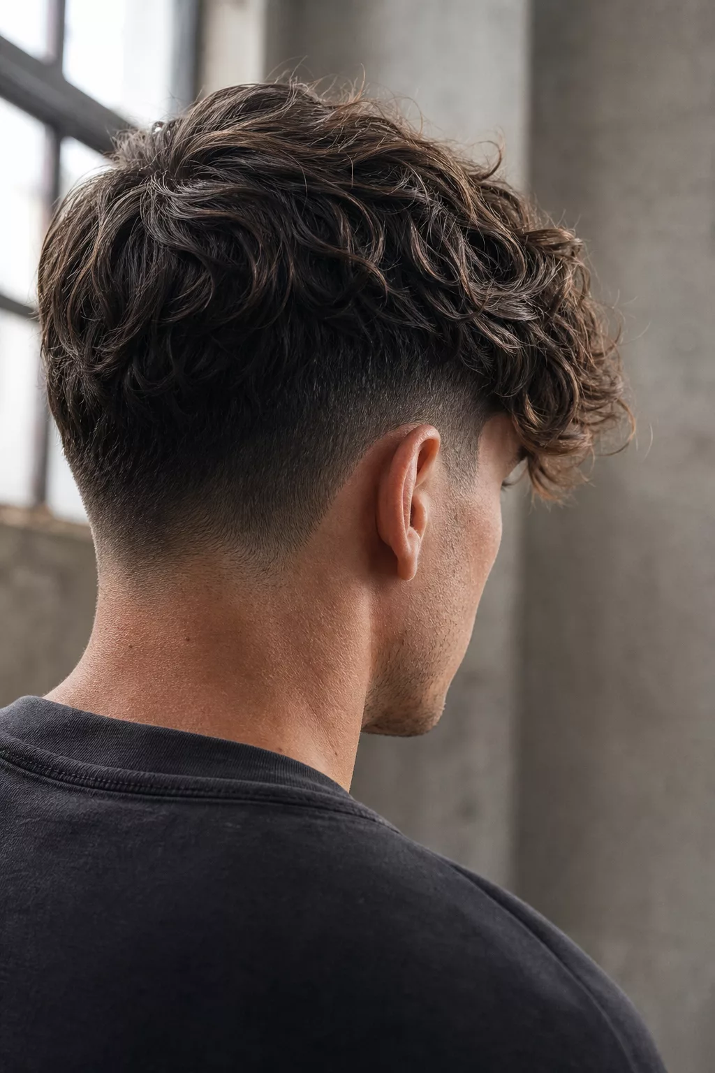 Lockiger Undercut mit seitlich fallendem Pony