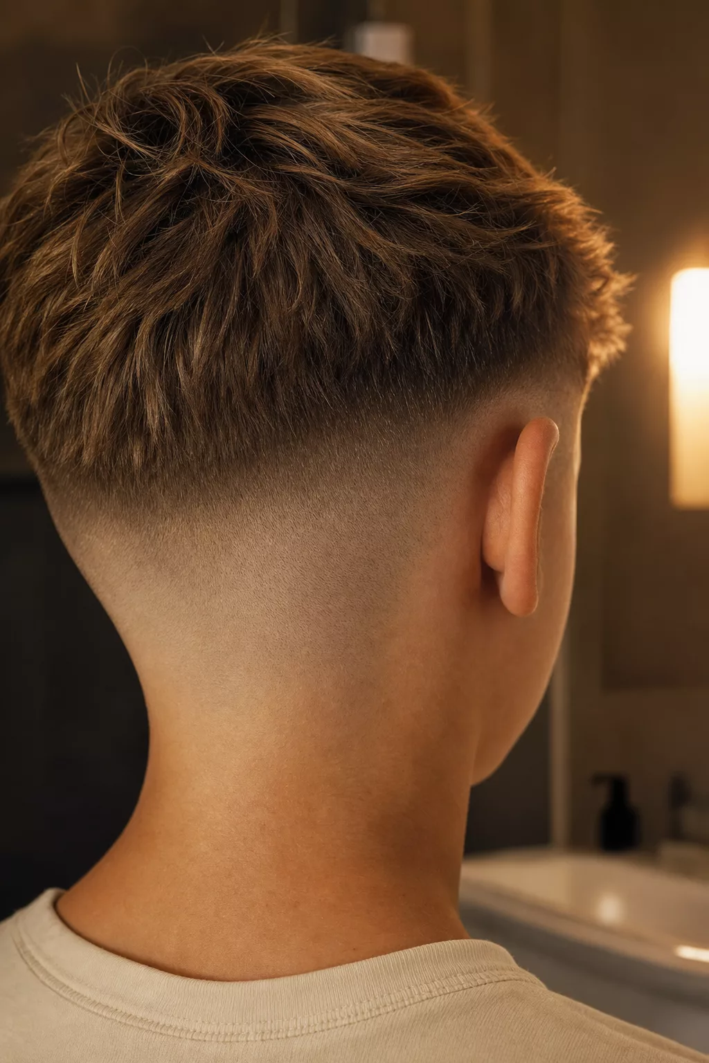 Nahaufnahme eines sauberen Undercuts im Nacken
