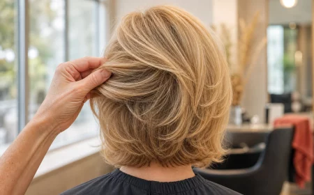 Volumenschnitt für feines Haar ab 50 mit sichtbarer Stufenstruktur