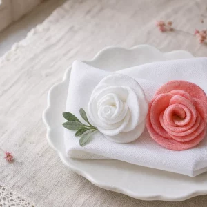 Selbstgemachte Rosen aus Wattepads verzaubern jede Frühlingstafel.