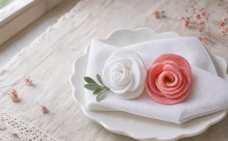 Selbstgemachte Rosen aus Wattepads verzaubern jede Frühlingstafel.