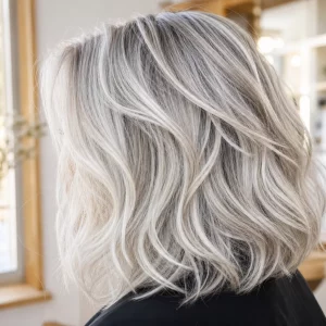Weiße Haare mit Strähnchen: dimensionaler Silber-Look mit natürlichem Glanz