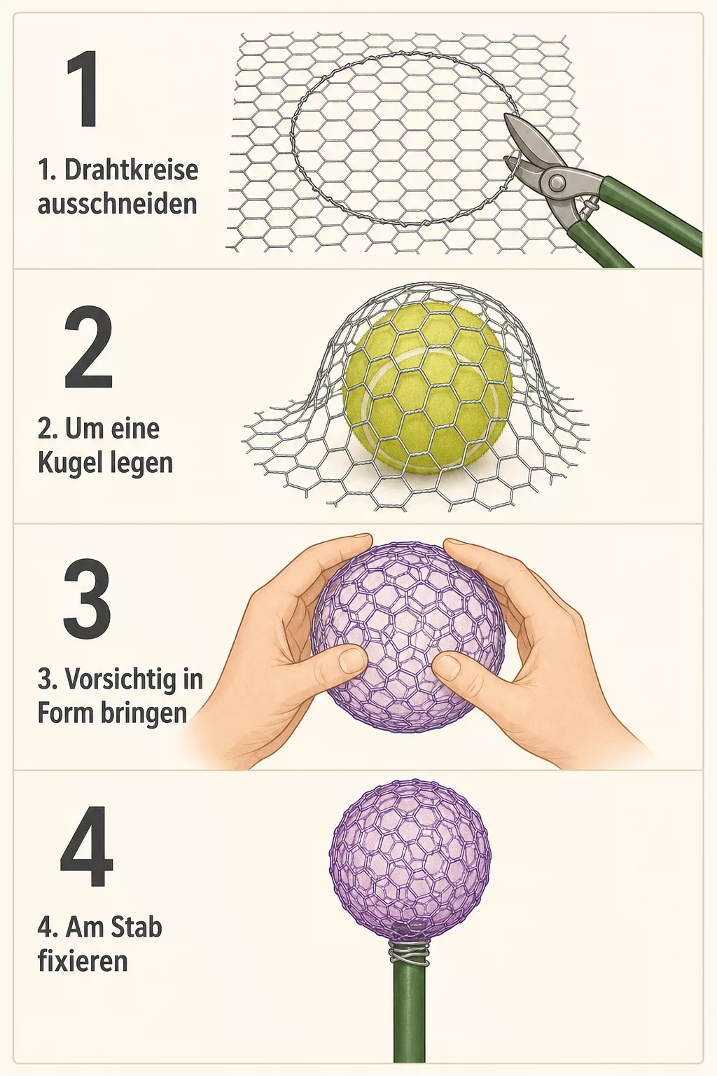 Schritt-für-Schritt-Grafik: Allium aus Draht selber machen