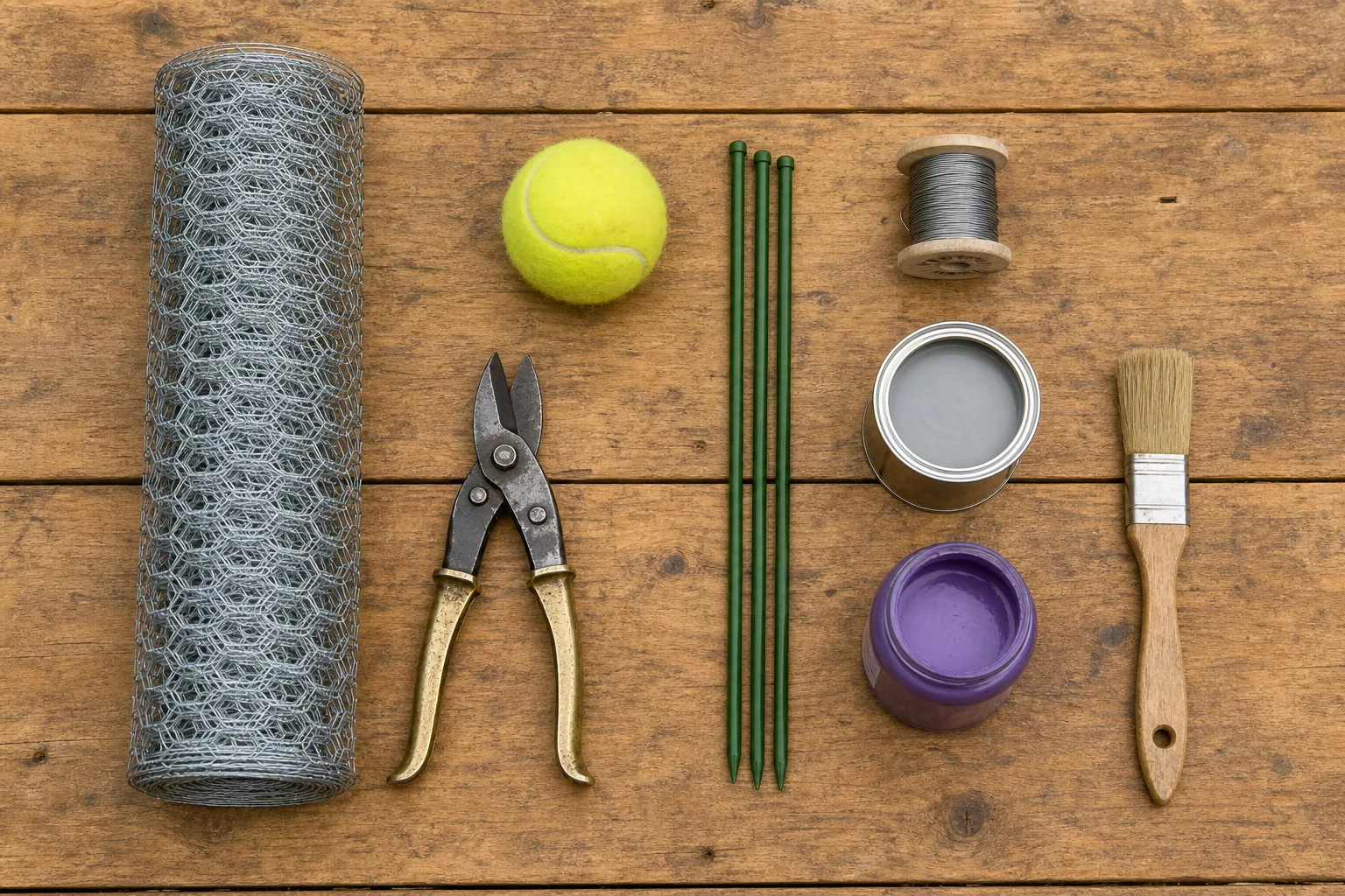 Materialien für Allium-Kugeln aus Hasendraht: Werkzeug und Zubehör